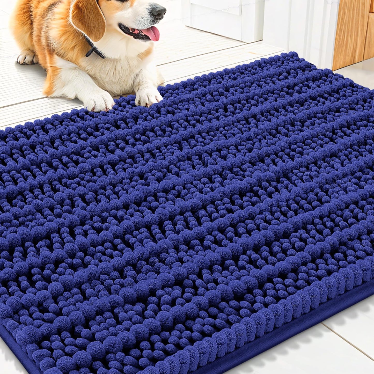 Smiry Dog Door Mat for Muddy Paws 30x20, Extra Soft Absorbent Chenille Doormat, Trap Moisture and Dirt, Non-Slip Machine Washable Front Door Mat for Indoor Entrance Inside Floor, Grey