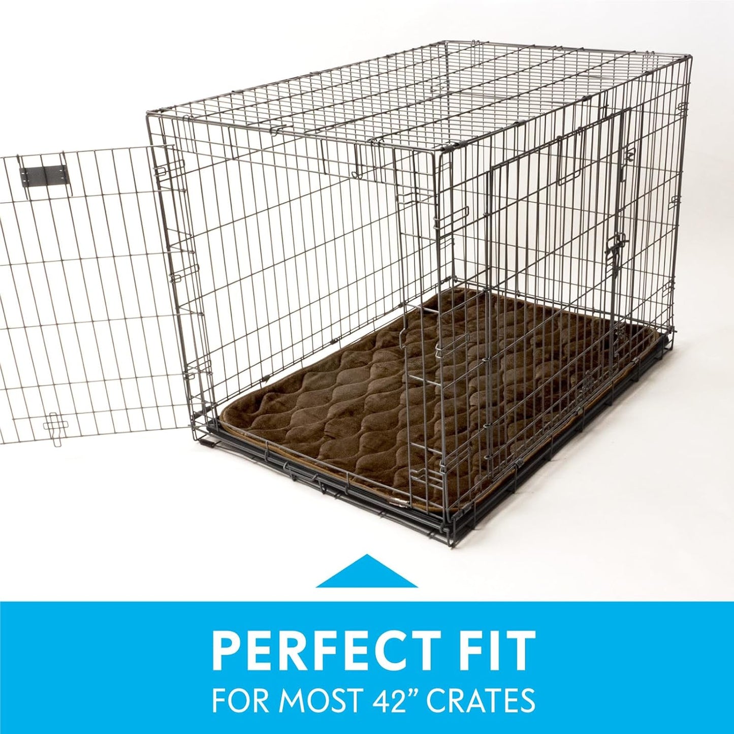Paw Inspired Washable Padded Crate Mats for Dogs | 29” x 18” Pad, Fits 30-inch Kennels | Leakproof, Waterproof Bottom, Plush Pet Beds (Gray)