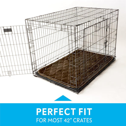 Paw Inspired Washable Padded Crate Mats for Dogs | 29” x 18” Pad, Fits 30-inch Kennels | Leakproof, Waterproof Bottom, Plush Pet Beds (Gray)