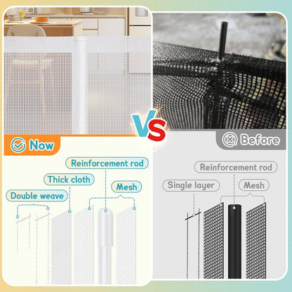 160 Inch Retractable Baby Gates Extra Wide, 42 Inch Extra Tall Retractable Gate, 13 FT Reinforced Retractable Dog Gate with Reinforcement Rod to Prevent Crawling Through, for Doorways, Stairs, Hallway
