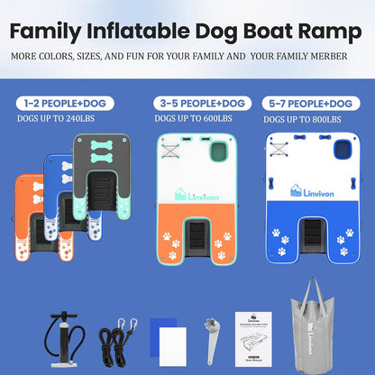 Inflatable Dog Boat Ramp for Dogs Up to 240 lbs, Inflatable Dock Floating Platform with Anti-Slip EVA Foam Safe & Easy Water Access, Dog Ramp for Boat, Pools, Lakes, Boats, Docks, Green