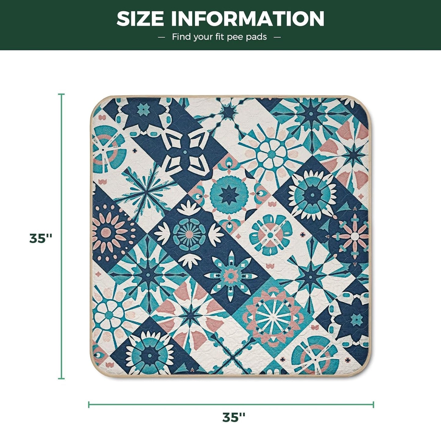 FXW Washable Pee Pads for Dogs, Puppy Pads with Super Absorbent, Specifically Designed for FXW Rollick/Homeplus 24inch 6 Panels Dog Playpen, 39" x 63" Rectangle, Khaki, 1 Pack