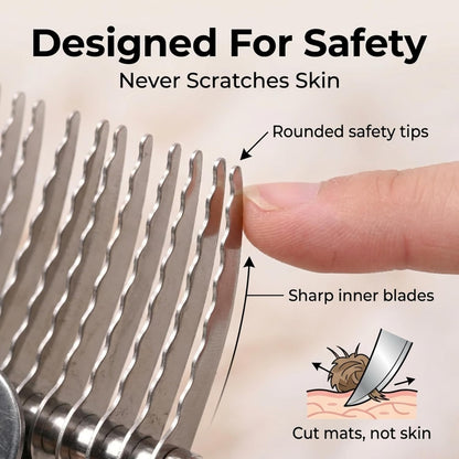 Dog Dematting Brush & Rake, Detangler Brush for Dogs, Comb Tool for Grooming, Best for Doodles, Poodles, Goldendoodles, Cats & Other Pets, Matted Fur Removal On Undercoat [We Love Doodles]