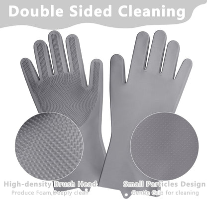 Pet Grooming Gloves—Heat Resistant Dog Washing Gloves with High-Density Teeth, Dog Bath Scrubber with Enhanced Five Finger Design, Silicone Gloves for Dogs and Cats Bathing, Massage (Blue)
