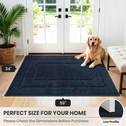 PURRUGS Dirt Trapping Door Mat 32" x 47", Non-Slip/Skid Machine Washable Entryway Rug, Dog Doormat, Super Absorbent Welcome Mat for Muddy Wet Shoes and Paws, Grayish Brown