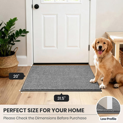 PURRUGS Dirt Trapping Door Mat 20" x 31.5", Non-Slip Machine Washable Entryway Rug, Dog Doormat, Indoor Front Door Mat, Super Absorbent Entry Rug for Muddy Shoes & Paws, Bluish Grey-Black