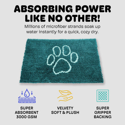 Dog Gone Smart Dirty Dog Doormat - Fast Drying Rug with Super Gripper Backing for Clean Floors - Super Absorbent and Machine Washable Mat for Muddy Paws - Grey