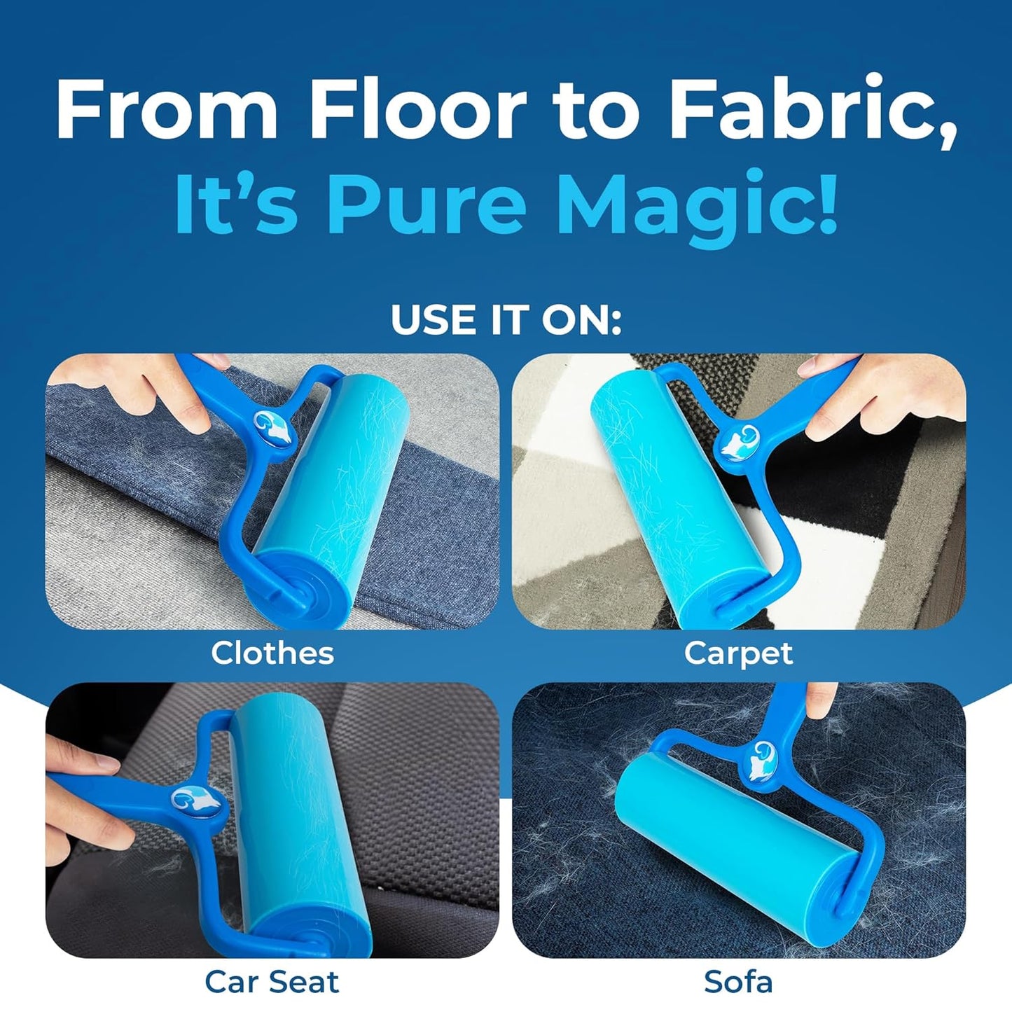 PetLovers EzRoll Reusable Lint Roller - Sticky for Life & Multi-Purpose Pet Hair, Dust, & Lint Remover for Clothing, Upholstery, & Cars - Sustainable, Washable & Efficient