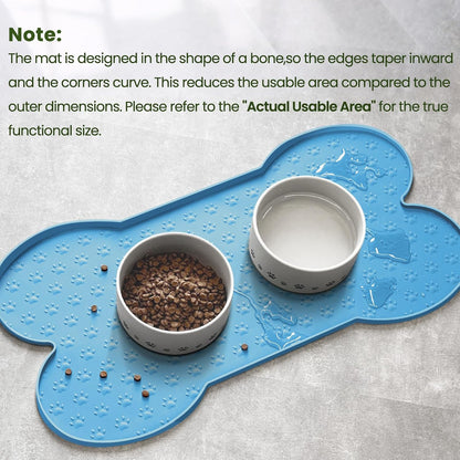 PWTAA Dog Food Mat Anti-Slip Silicone Dog Bowl Mat Thicker Pet Placemat Waterproof Cat Feeder Pad with Raised Edge Puppy Kitten Feeding Mats Suitable Small Medium-Sized Dogs Cats Eating Tray