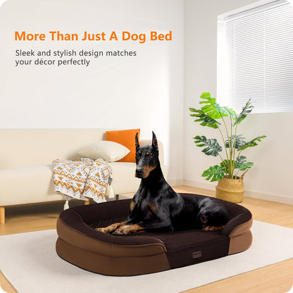 Dwanton Orthopedic Dog Bed for Medium Dogs with Gel Memory Foam, Waterproof Dog Sofa, Washable Pet Bed with Four Sided Bolster Cushion, Removable Cover & Non-Slip Bottom, 36", Dark Gray