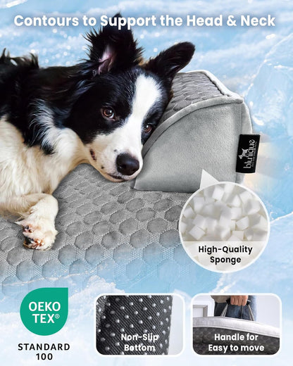 Calming Large Dog Bed for Couch, 41 x 37 inch Removable Couch Cover for Dogs Washable, Non-Slip Fluffy Plush Dog Sofa Mat for Furniture Protector - Grey