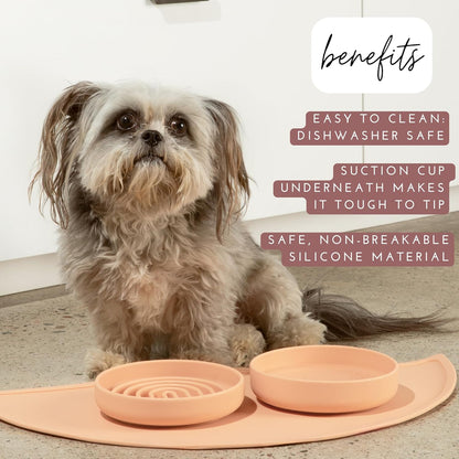 Should We Go? Dog Water Bowl - The Perfect Dish No-Spill, Less Mess Non-Tippable Water & Food Bowl, Pure Silicone with Suction Cup Fits 5 Cups 7.5" Across x 2.25" Tall, Ideal for All Pets, Medium-Sage