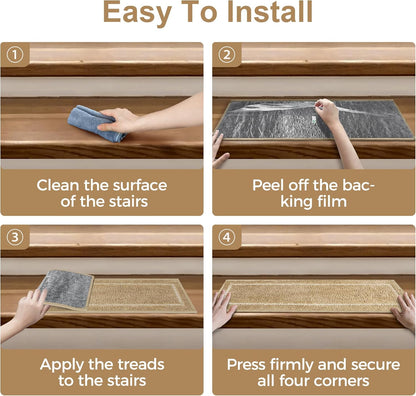 sarben Non Slip Stair Treads for Wooden Steps 15PCS - 8"x30" Indoor Safety Carpet, Edging Mats with TPE Adhesive Backing, Pet and Elderly Friendly Stair Rugs (Taupe) - Colors A