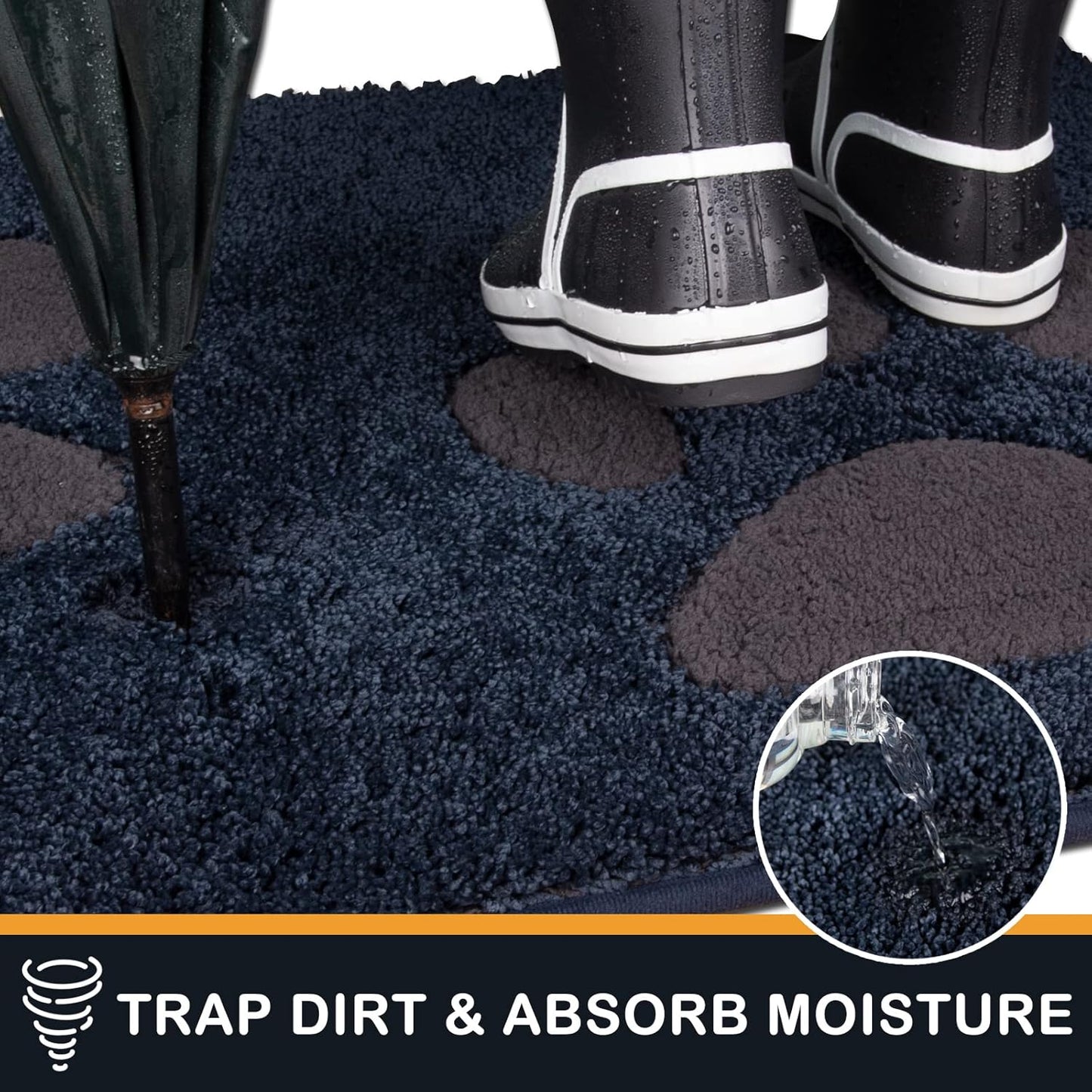 PURRUGS Dirt Trapping Door Mat 20" x 31.5", Non-Skid/Slip Machine Washable Microfiber Entryway Rug, Dog Doormat, Super Absorbent Welcome Mat for Muddy Wet Shoes and Paws, Grey