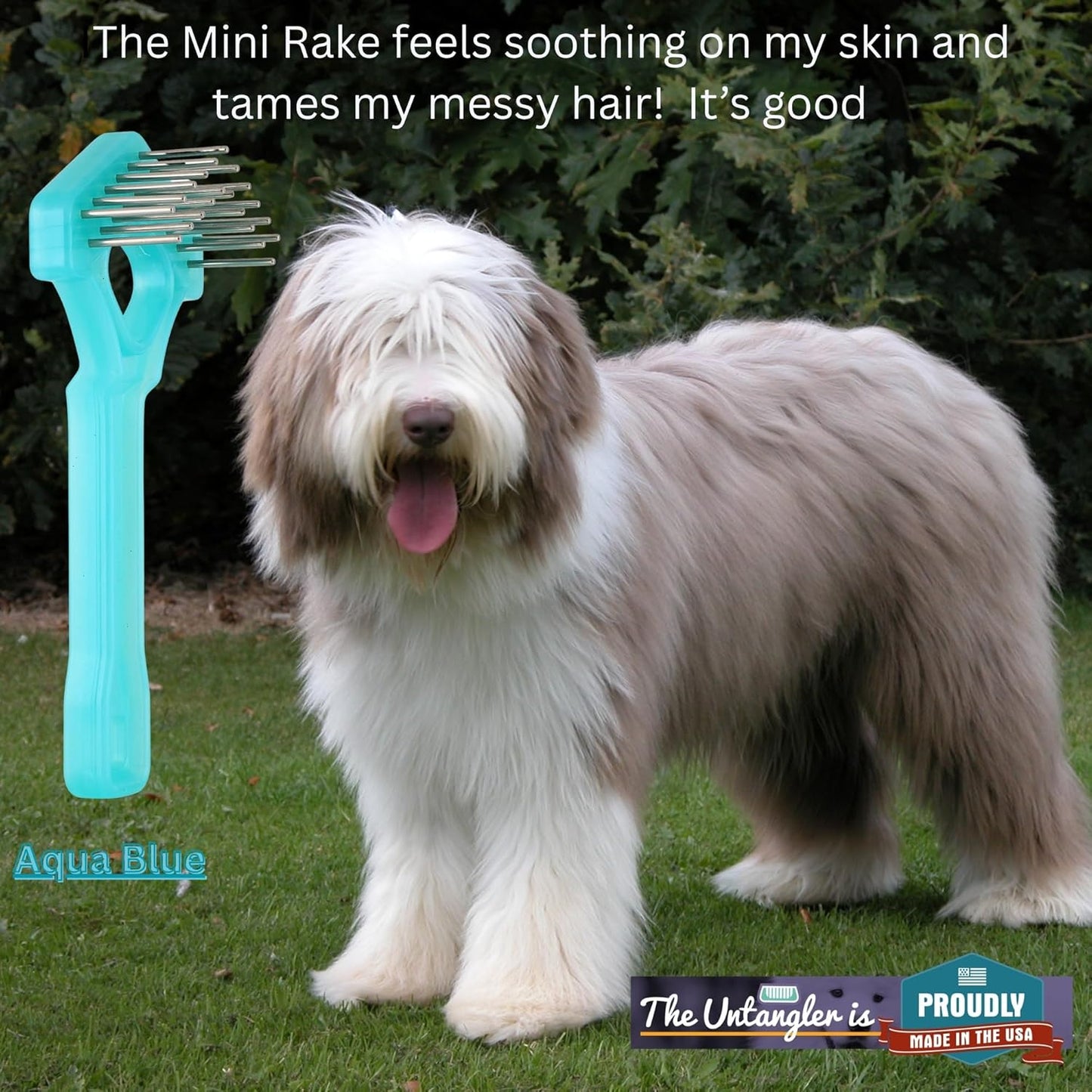 Mini-Rake V-Shaped with 1" Long Double-Row Rotating Teeth (AquaBlue)