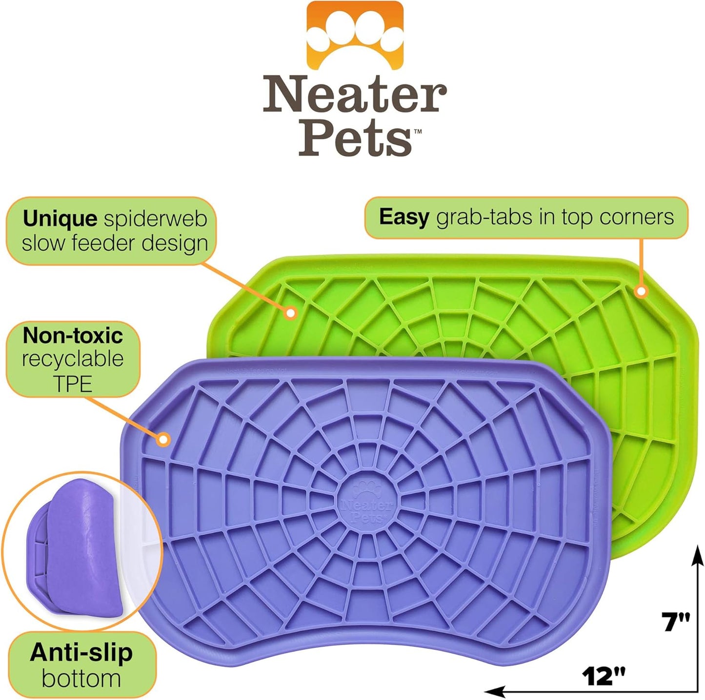 Neater Pets Neat-LIK Dog Lick Mat, Lick Mat for Dogs, Cats, Puppy, Reduces Anxiety & Boredom, Peanut Butter Slow Feeder, Interactive Treat Licking Pad, Licking Mats for Small & Large Breed (Purple)
