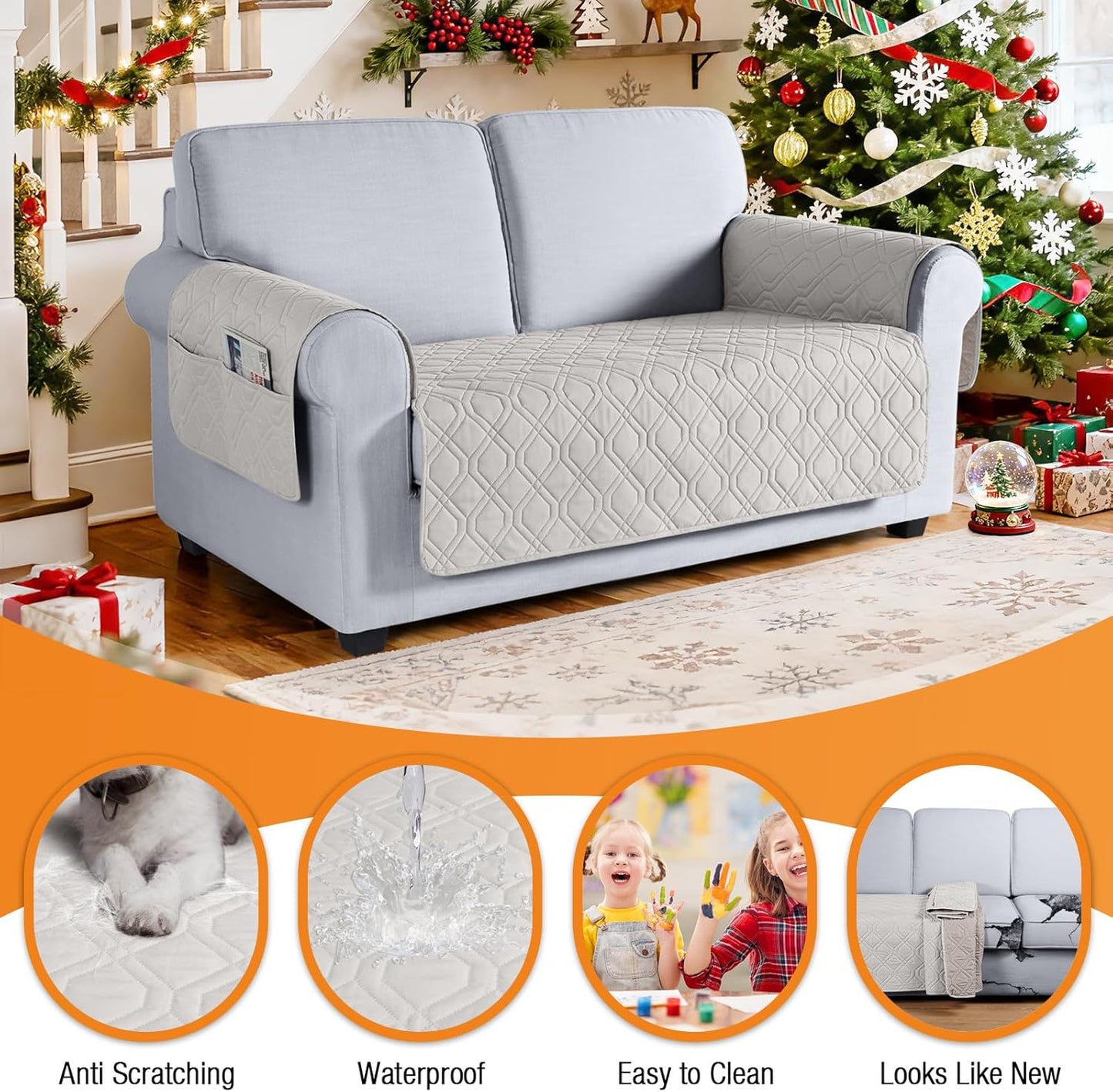 VANSOFY Couch Cover, Waterproof Sofa Covers Washable Slipcover Furniture Protector Couch Seat Covers Non-Slip Couch Cover for Dogs, Pets(Sofa, Dark Gray)