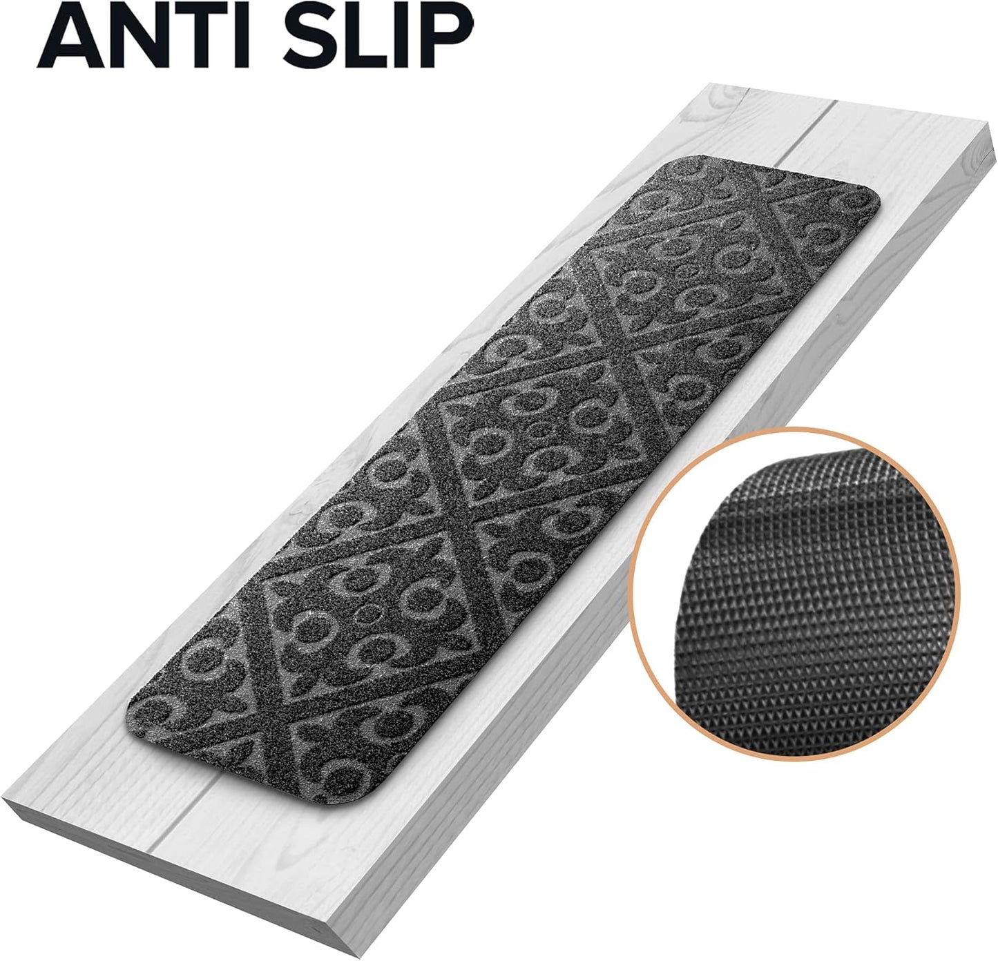 Carpet Stair Treads Set of 13 Non Slip/Skid Rubber Runner Mats or Rug Tread – Indoor Outdoor Pet Dog Stair Treads Pads – Non-Slip Stairway Carpet Rugs (Gray) 8" x 30"