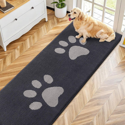 Smiry Dog Door Mat for Muddy Paws, Absorbs Moisture and Dirt, Low-Profile Entryway Mat with Non-Slip Backing, Entry Indoor Outdoor Doormat for Inside Floor (30x20 Inches, Grey, Striped)
