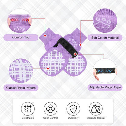 BEAUTYZOO Dog Socks to Prevent Licking Paws -Dog Shoes for Hot Pavement & Hardwood Floors Anti Slip, Traction Control Boots & Paw Protectors with Double Side Grips for Small Medium Large Senior Dogs
