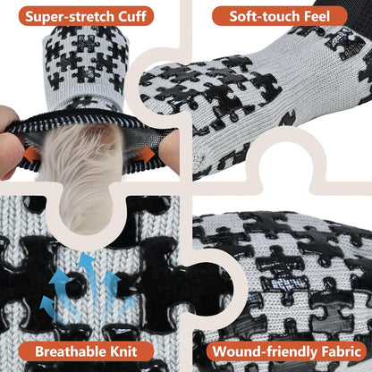 Dog Grippy Socks for Senior Dog - Double Side Dogs Booties to Prevent Licking, Boots & Paw Protectors for Hardwood Floors, No Twist Non Slip Socks for Small Medium Large Dogs, Black, L