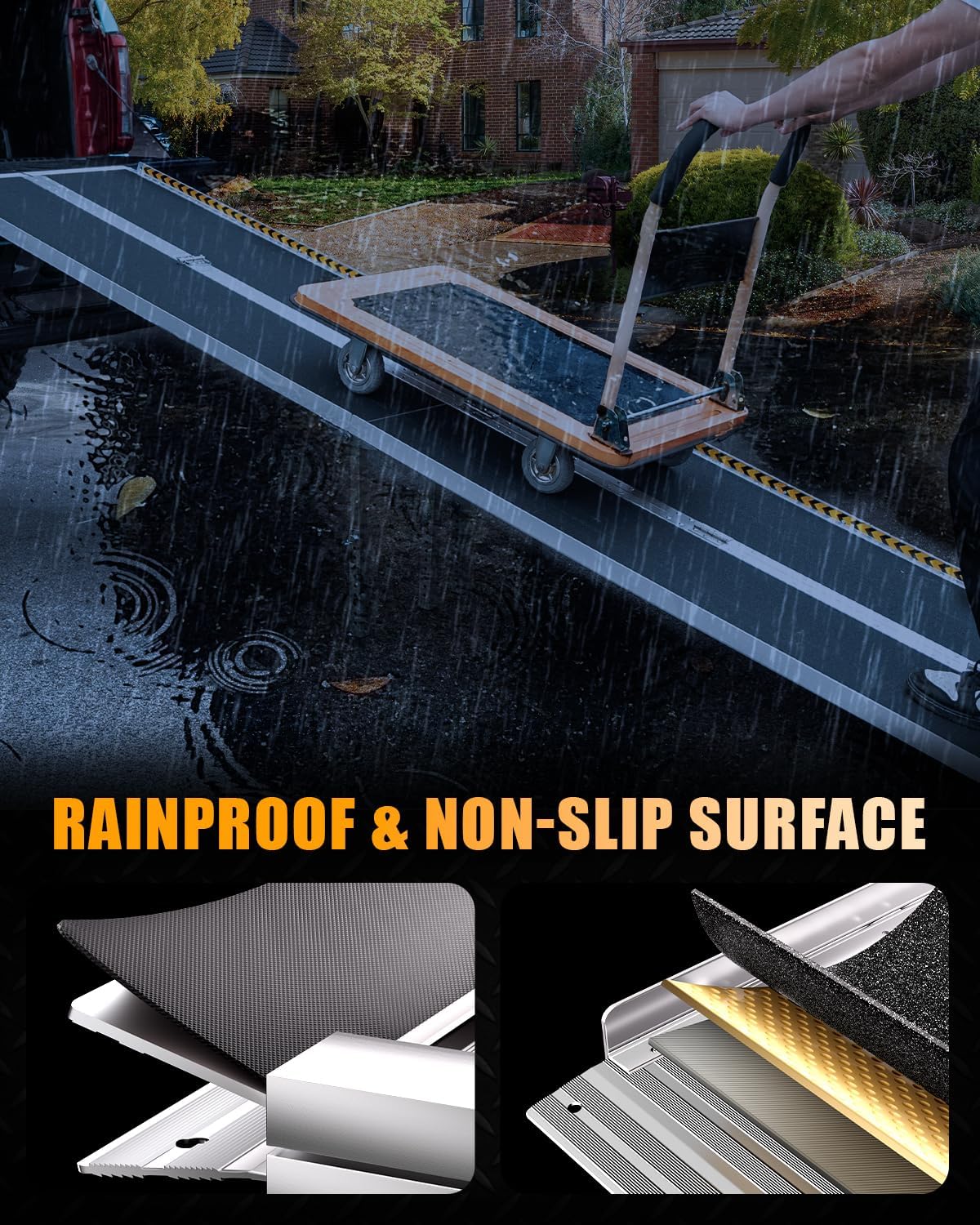 VNN Portable Wheelchair Ramp 4FT, Non-Slip Aluminum Ramps for Wheelchairs for Home, Handicap Wheelchair Ramps for Home Steps, Aluminum Loading Dock Plates, Doorways, Black