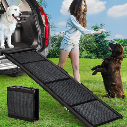Dog Ramp for Car, 63" Long & 20" Wide Folding Dog Ramps for Car, Portable Pet Car Ramp with Non-Slip Surface, Outdoor Dog Car Ram-p Up to 250 LBS, Extra Wide Steps for SUV Car & Truck