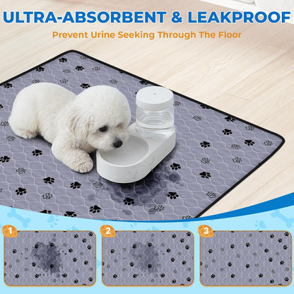 Fostanfly Washable Pee Pads for Dogs, 2 Pack Large 36"x41" Ultra-Absorbent and Leak-Proof Non-Slip Reusable Potty Training Pads for Dogs, Cats, Puppy, Potty Training of Add 8 Lanyards
