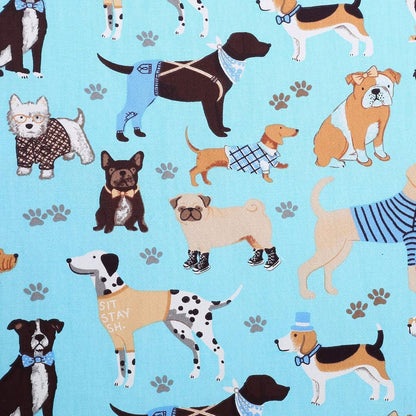 Dog Bed Covers Replacement Washable, Elastic Edged Pet Bed Protector with Cute Dog Pattern Design for Small & Medium Pet Beds, Cover Only (Blue, 36x27x6 Inch)