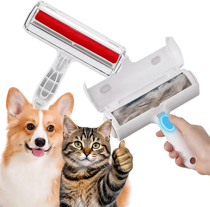 Reusable Pet Hair Remover Roller – Dog & Cat Fur Lint Cleaner for Sofa, Carpet, Bed & Car Seats – No Adhesive Required (White/Grey)