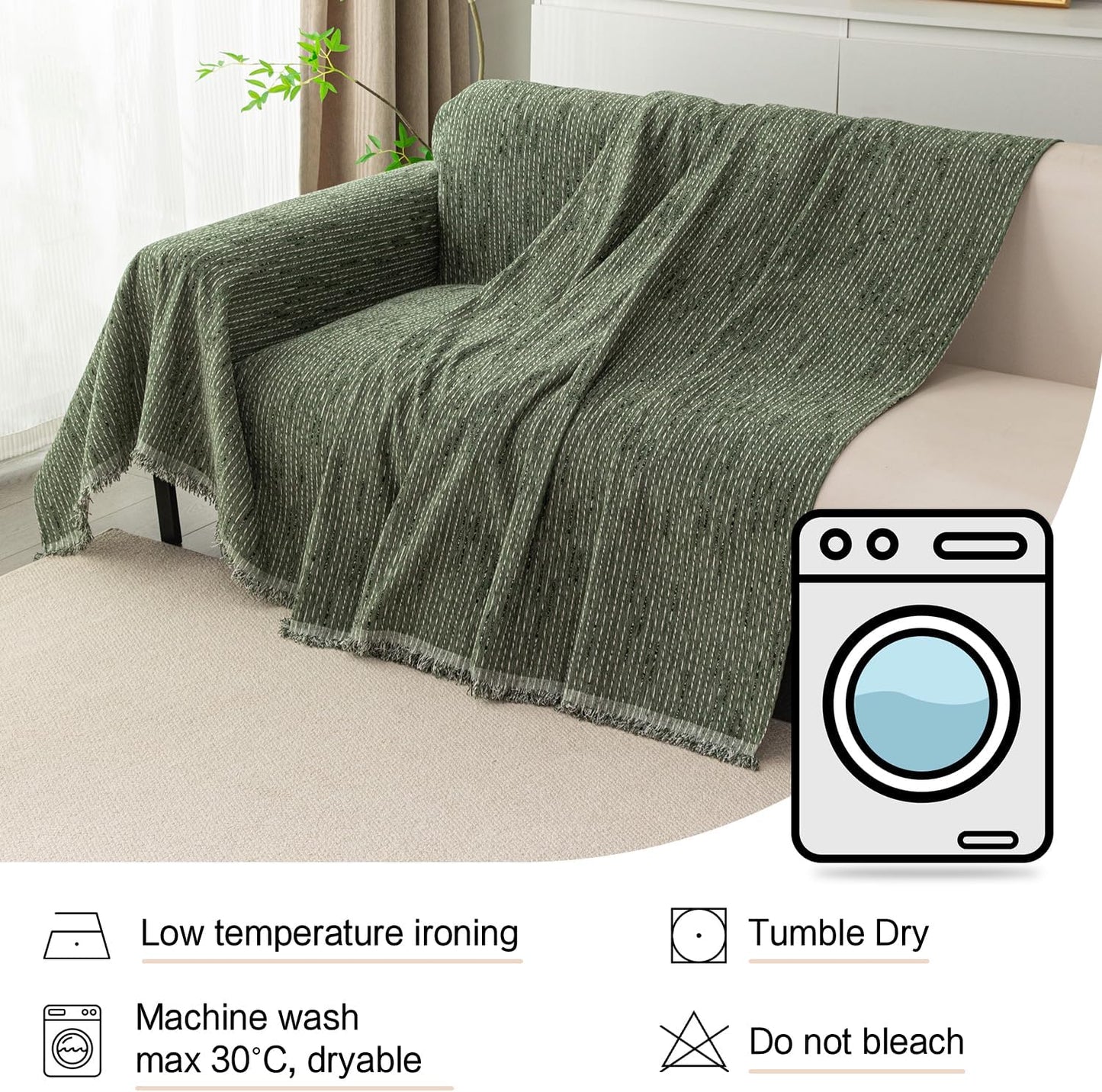 MYSKY HOME Couch Cover for Dogs, Washable Couch Covers, Non Slip Sofa Cover, Couch Cover 2 Cushion Sofa Dogs Furniture Protector with Tassels, Chenille Sofa Slipcover for Pets, 71"x118", Dark Grey