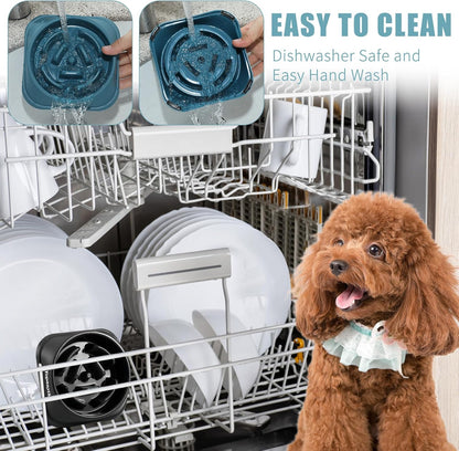 2 Pack Slow Feeder Dog Bowls for Healthy Eating, Non-Slip and Anti-Choking Design, Reduces Bloating & Overeating for Medium Dogs and Cats, Easy to Clean
