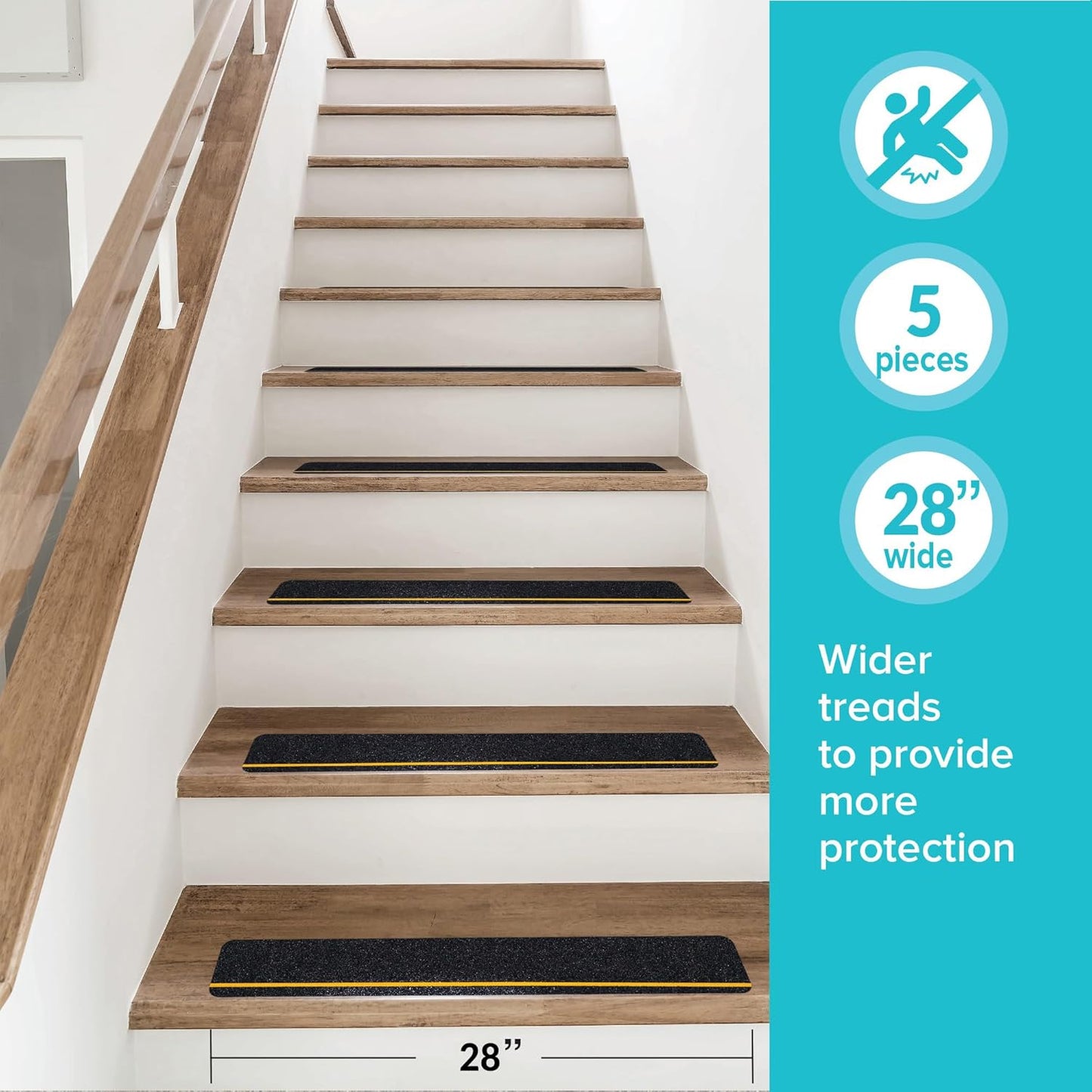 LifeGrip Stair Treads Non-Slip (15PCS), Anti Slip Transparent Stair Treads Tape for Indoor Wooden Step (4"X30"X15P-Treads)