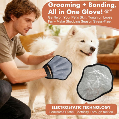 Pet Hair Removal Glove, Electrostatic Pet Hair Remover Glove for Cats & Dogs, Pet Hair Remover Tool for Laundry, Couch, Carpet, Car Seat - Upgraded Five-Finger, Reusable, Black+Black