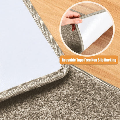 PURE ERA Bullnose Carpet Stair Treads Set Tape Free Non-Slip Indoor Stair Protectors Pet Friendly Rugs Covers Soft Skid Resistant Washable Reusable 9.5" x 30"(14 Pieces,Cream Gray)