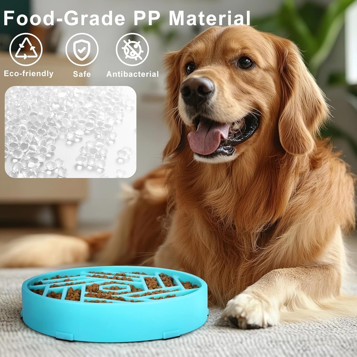 TOBYTO Slow Feeder Dog Bowls Large Medium Breed,Anti-Choking Slow Eating Dog Food Bowl,Non Slip Pet Slower Food Feeding Bowls Large Puzzle Slow Feeder Bloat Stop Maze Dog Dishes,Black