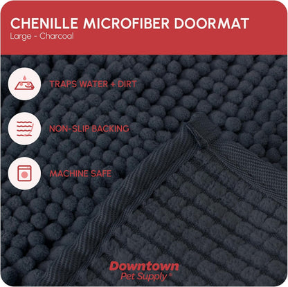My Doggy Place Dog Mud Mat, 36"x26" Ash – Thick Microfiber Entry Rug for Snow, Mud & Salt – Absorbent, Quick-Dry, Washer-Safe & Non-Slip, Large