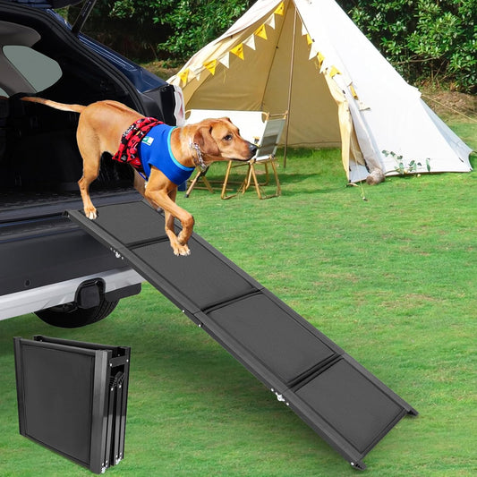 Folding Dog Car Ramp for SUV & Truck - 63"x17" Non-Slip 1680D Oxford Fabric Ramp
