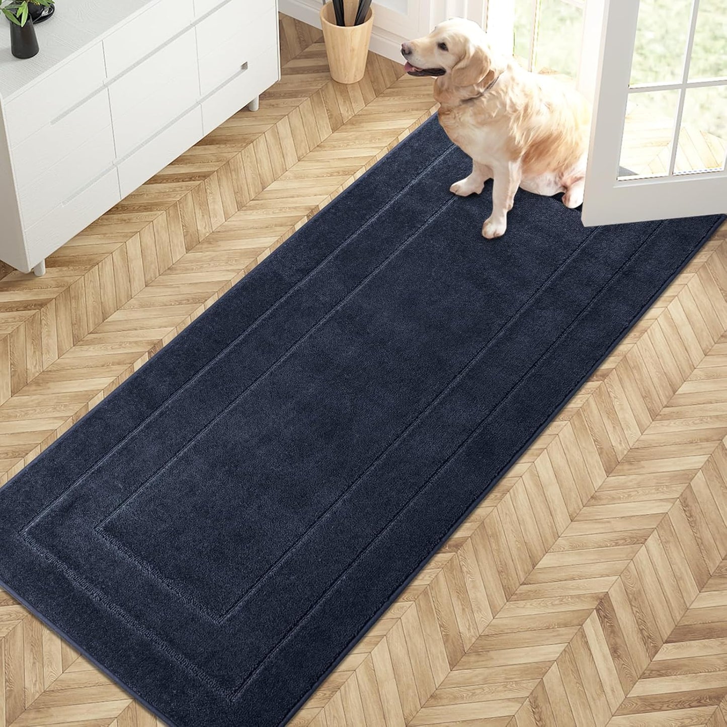 PURRUGS Dirt Trapping Door Mat 32" x 47", Non-Slip/Skid Machine Washable Entryway Rug, Dog Doormat, Super Absorbent Welcome Mat for Muddy Wet Shoes and Paws, Grayish Brown