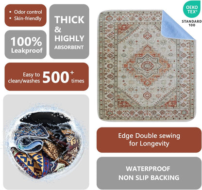 Qeils Washable Pee Pads, Reusable Puppy Pads Super Absorbent Leakproof Dog Training Pads, Non-Slip Wee Wee Pads for Crate, Floor, Potty Pads Feeding Mat Dog Pee 2 Pack 18"x30"