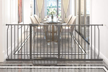 Extra Wide Baby Gate Tension Indoor Safety Gates Black Metal Large Pressure Mounted Pet Gate Walk Through Long Safety Dog Gate for The House Doorways Stairs (62.2"-66.93"/158-170CM, Black)