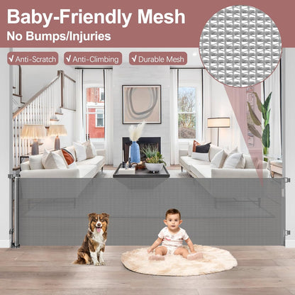 Extra Wide Baby Gate for Large Openings Retractable Baby Gates Indoor Outdoor Extra Long Dog Gate for Doorway Stair Gates for Kids or Pets Extra Large Dog Gate for Stairs