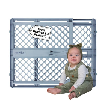 Toddleroo by North States - Renew 100% Recycled Plastic Baby Gate for Doorway; Sturdy for Indoor & Outdoor Use: Pressure Mounted, No Drill Gate; Made in USA; 26" to 42" Wide, 26" Tall; Pure White