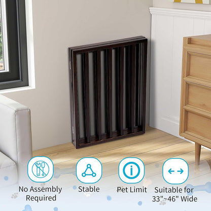 72" Wooden Foldable Dog Gate, Extra Wide Freestanding Pet Gate, No Drilling Required No Assembly, Sturdy & Stable Dog Gate Indoor for Doorways, Easy to Fold and Store, Ideal for Home Use, 4 Panels