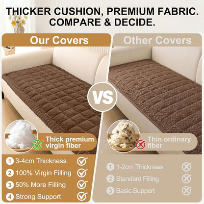 Smiry Non Slip Couch Covers for Dogs, Fuzzy Pet Couch Covers for 2-3 Cushion Sofa Pet Friendly, Soft Sofa Slipcovers Cushion Furniture Protector Washable (Beige, 27.6" x 59")