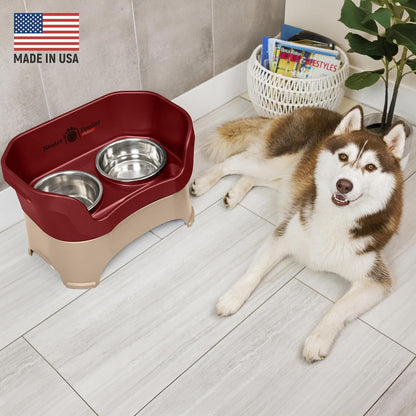 Neater Pet Brands Neater Feeder Deluxe Mess Proof Dog Bowls Elevated for Large Dogs Over 40 lbs, Made in USA, No Spill Raised Dog Food Bowl Stand Feeding Station, Food and Water Bowl Set, Black