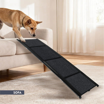Folding Dog Ramp for Car 71" Long & 19" Wide Portable Pet Ramps with Non-Slip Rug Surface, Outdoor Dog Car Ramp for Large Dogs, SUV Car & Truck, Dog Steps Up to 250LBS