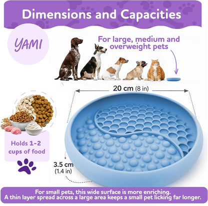 YAMI Dog Lick Bowl, Lick Mat for Dogs, Wet Food Cat Slow Feeder, Freeze Bowl, Enrichment & Puzzle Toy for Anxiety Relief, Food-Grade Silicone, Suction Cups, Dishwasher Fit, for All Breed (Light Gray)