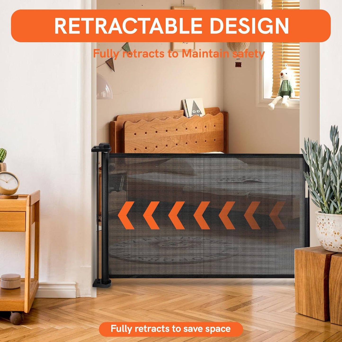 Extra-Wide Retractable Baby & Pet Gate - 39" Tall, Extends up to 118" Wide, Easy One-Hand Operation, Family Choice Award Winner, Safe for Kids & Pets, Indoor & Outdoor, Black (39 x 118 inch)