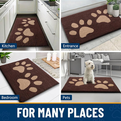 Smiry Dog Door Mat for Muddy Paws, Absorbs Moisture and Dirt, Low-Profile Entryway Mat with Non-Slip Backing, Entry Indoor Outdoor Doormat for Inside Floor (30x20 Inches, Grey, Striped)